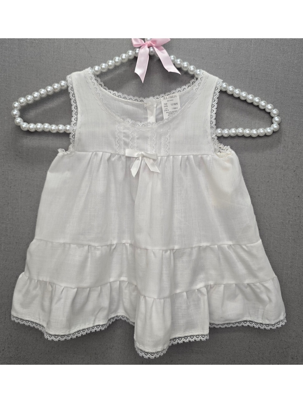 VTG Toys R Us Tea Party Baby Dress Slip NWT 18M White Lace Ruffle Coquette Tier